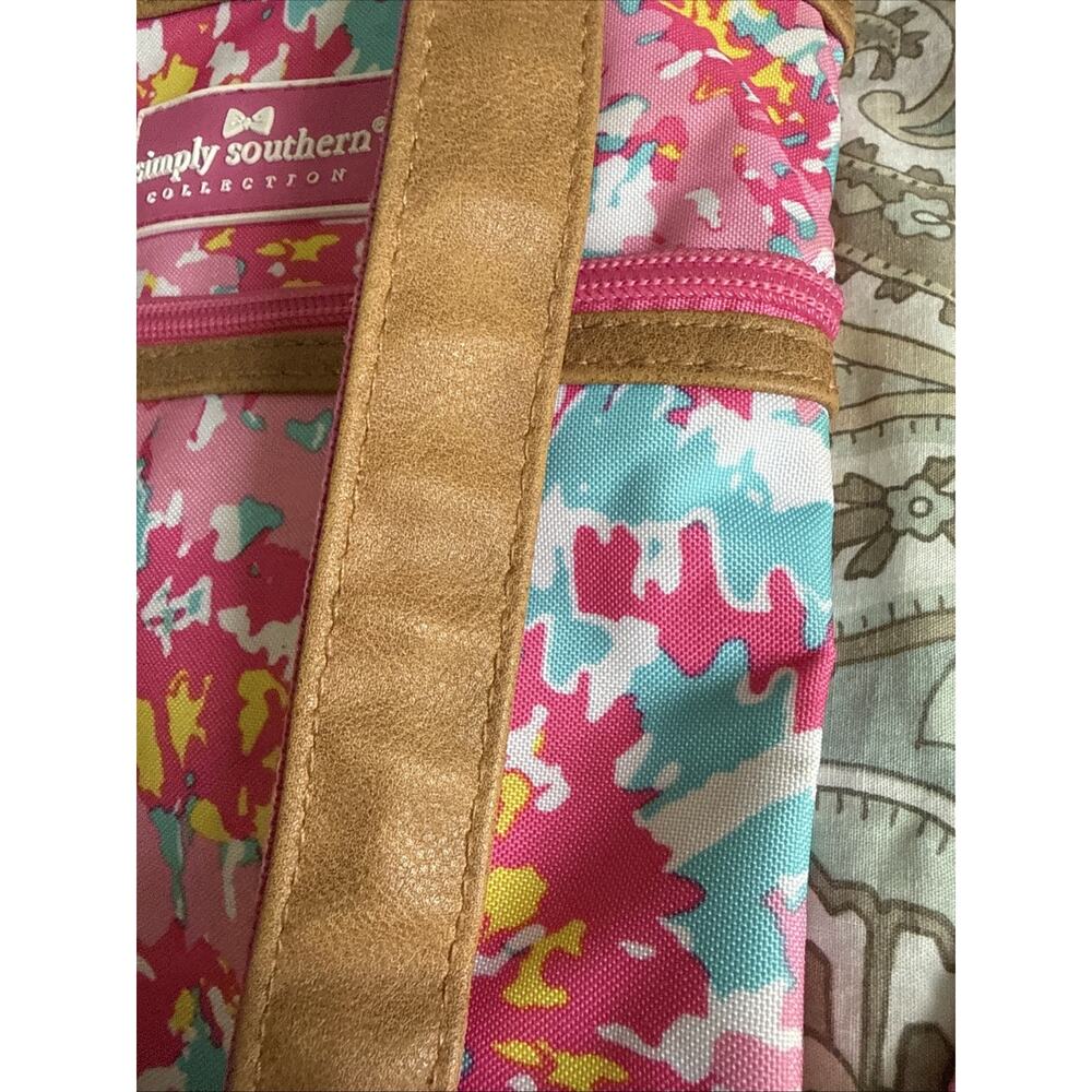 Simply Southern PINK TURQUOISE Floral CROSSBODY Purse 10” X 8” - Picture 4 of 11